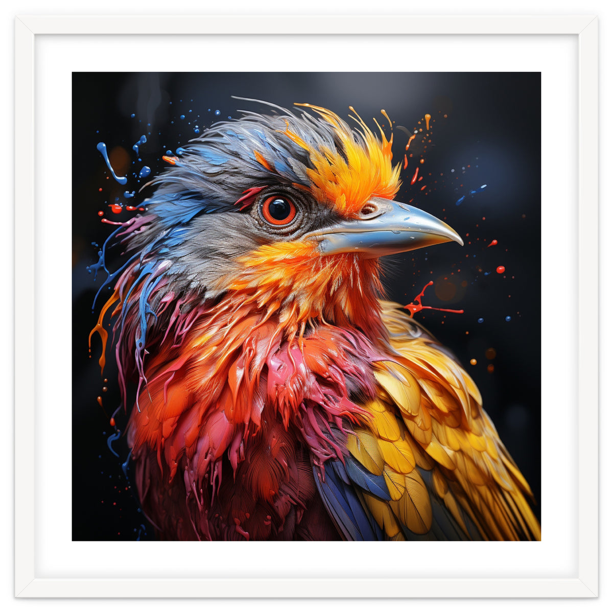 Vibrant Bird With Colorful Splatter Paint