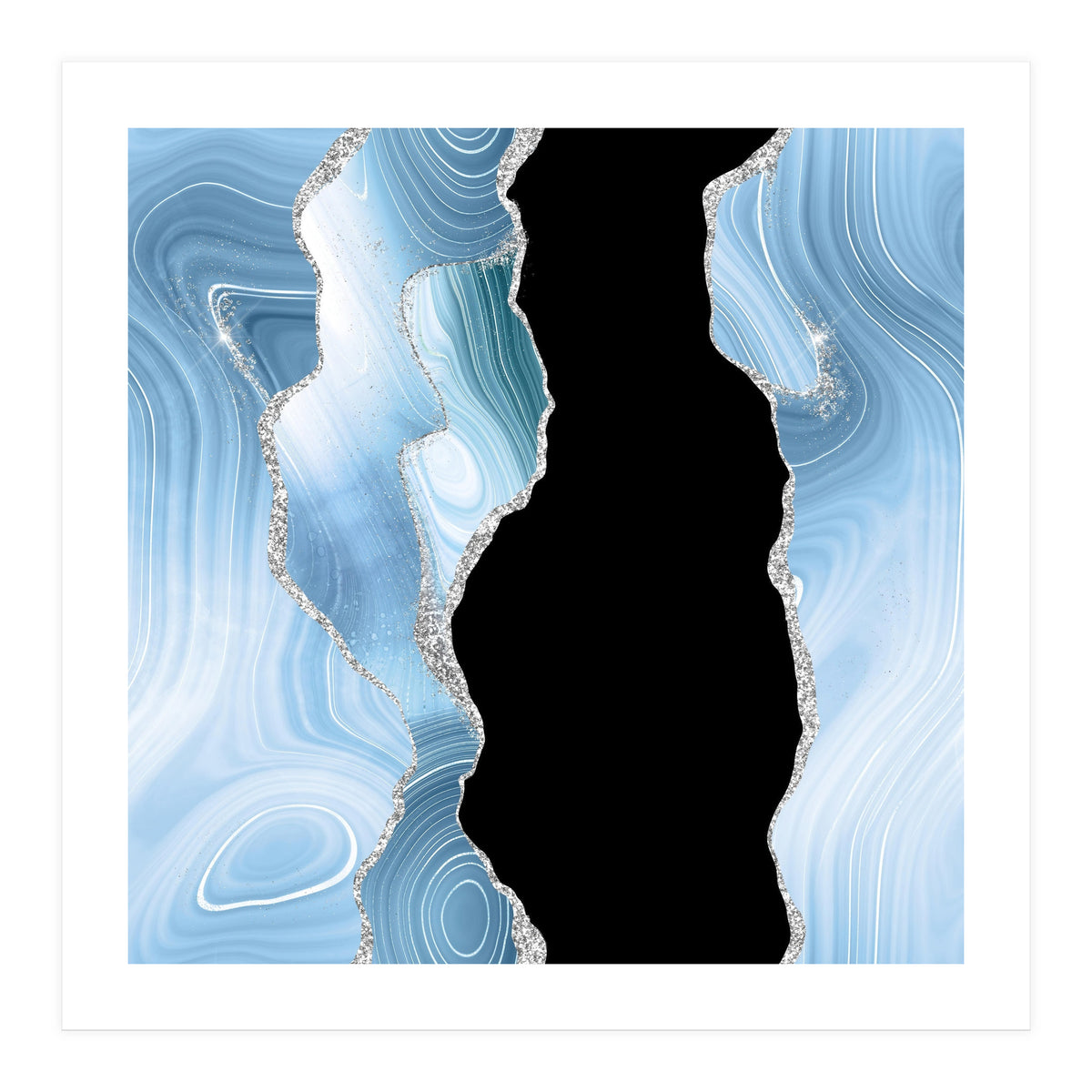 Blue & Silver Agate Glitter Texture 01 (Print Only)