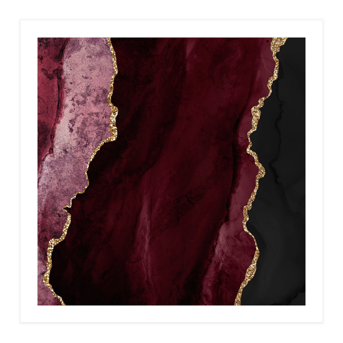 Burgundy & Gold Agate Texture 01 (Print Only)