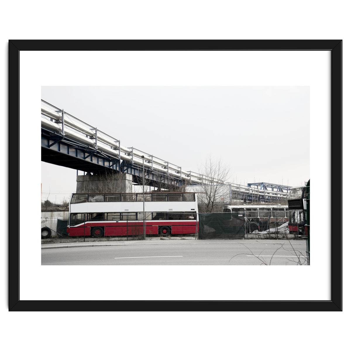 Abandoned Bus under the rail bridge