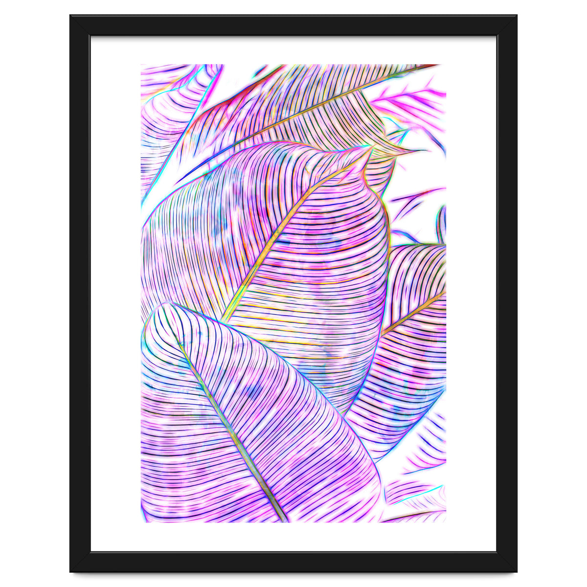 Pink Banana Leaves | Tropical Botanical Jungle | Ultraviolet Purple Nature Plants | Eclectic Forest