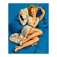 Pinup Sexy Girl Reading A Love Letter (Print Only)