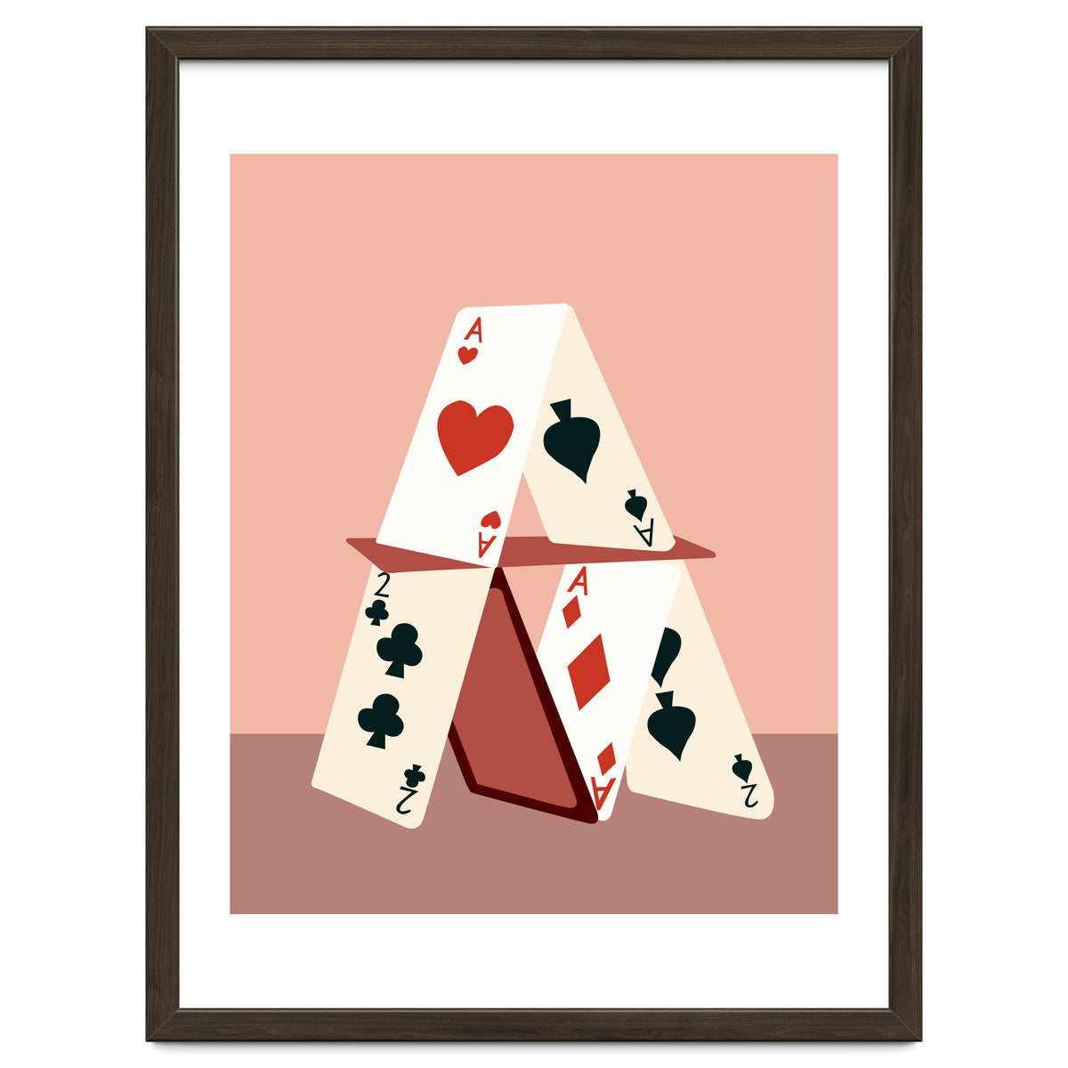 A House Made Of Cards, Relationship Concept Painting, Illustration Playing Cards, Spade Heart Eclectic Bohemian Contemporary