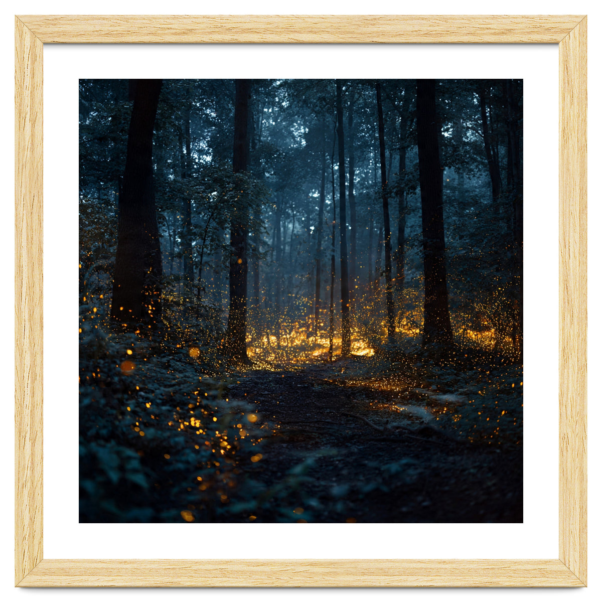 Enchanted Midnight Forest with Glowing Fireflies