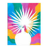 Fan Palm, Tropical Nature Botanical Colorful Watercolor, Abstract Jungle Rainbow Boho, Eclectic Plants Contemporary Modern (Print Only) thumbnail