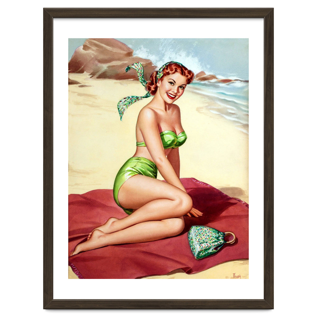 Smiling Pinup Sexy Girl On The Beach