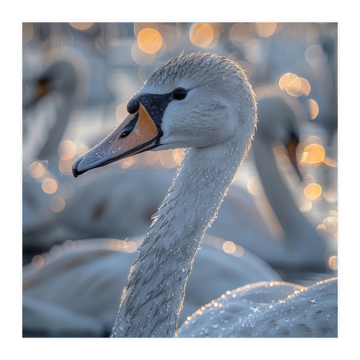 Majestic Swan Close Up With Water Droplets (Print Only)