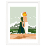 Celestial Union, Sun & Moon Love Couple, Ocean Sea Beach Landscape Nature, Summer Bohemian People thumbnail
