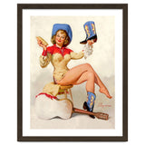 Pinup Sexy Cowgirl Cleaning Her Boots thumbnail