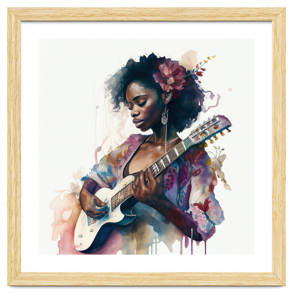 Watercolor Musician Woman #2