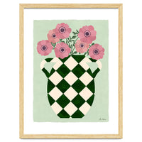 Checkered vase with anemones