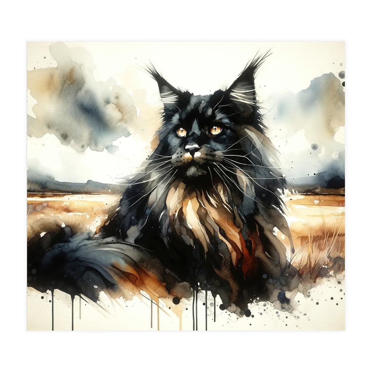 Mystical Black Cat In The Wild (Print Only)