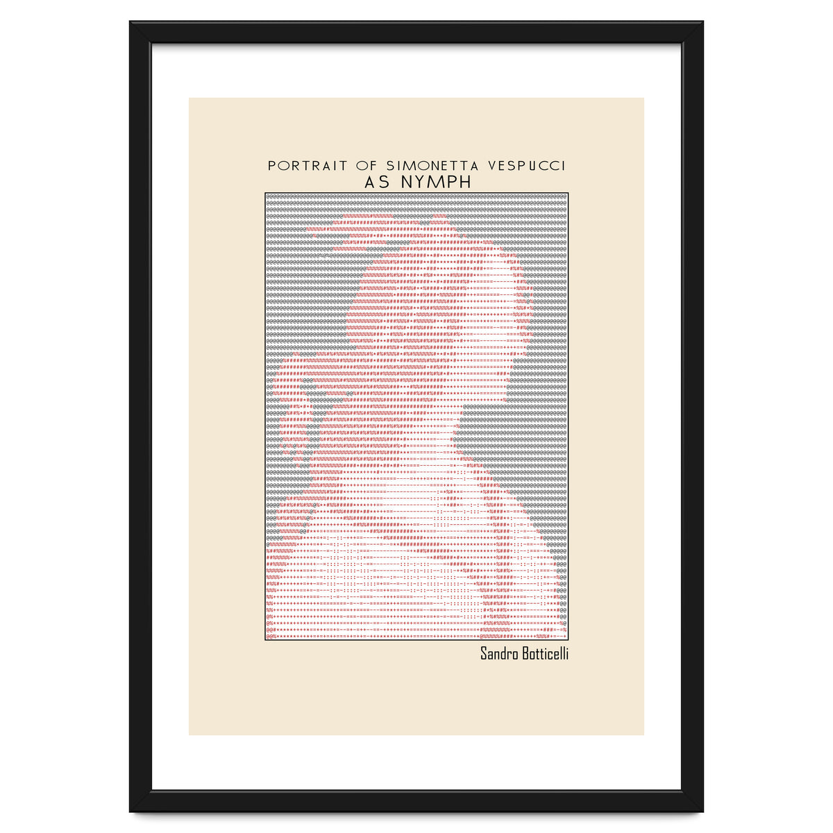 Portrait of Simonetta Vespucci as Nymph – Sandro Botticelli (ascii art)