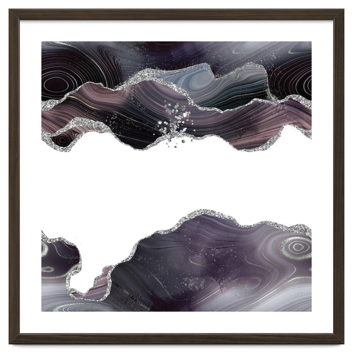 Black & Silver Glitter Agate Texture 07