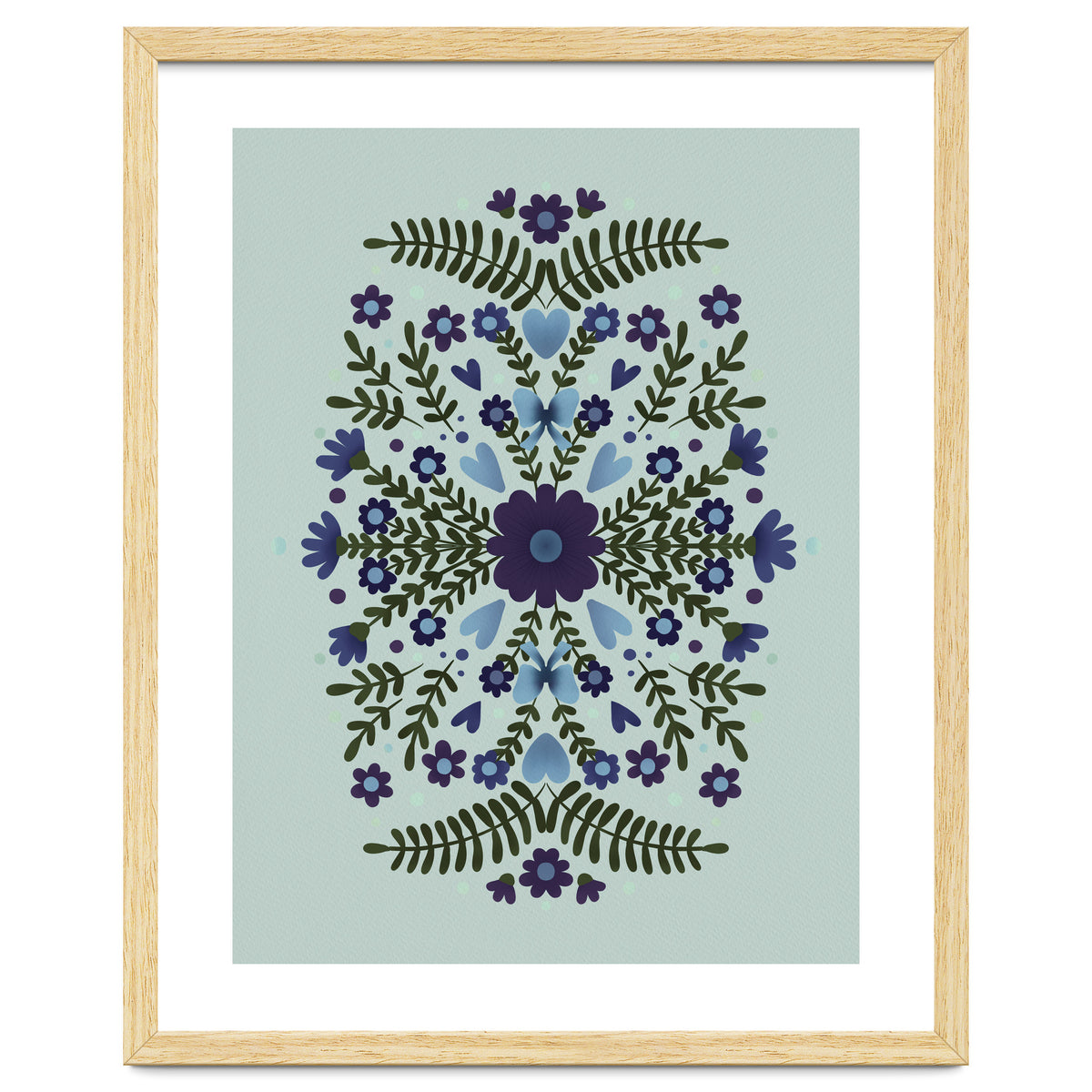 Flowers And Bows Blue And Green