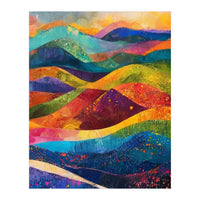 Vibrant Abstract Patchwork Landscape Art (Print Only)