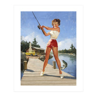 Pinup Fishing Girl With Her Catch (Print Only)