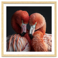 Close Up Of Two Flamingos Nuzzling Together