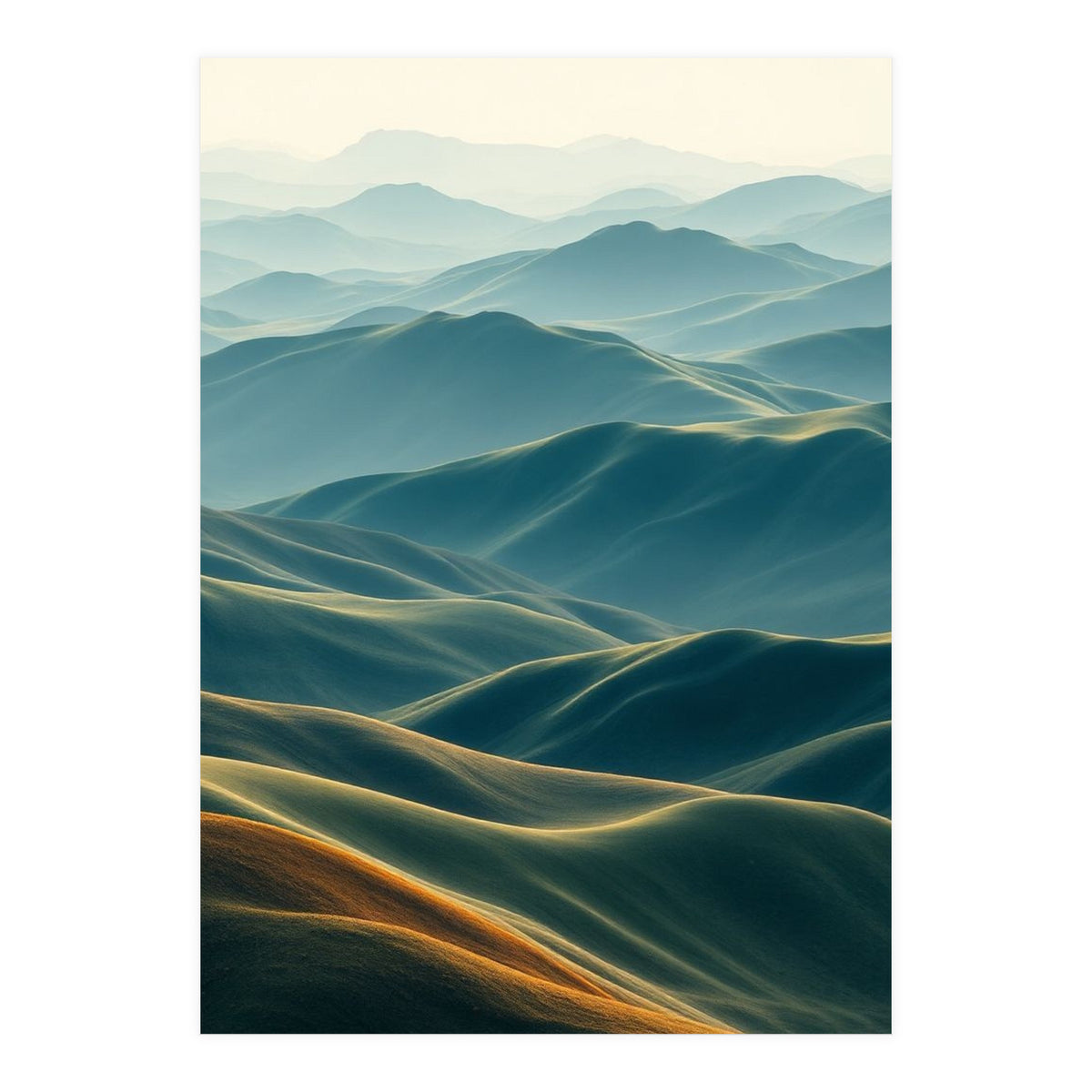 Minimalist Misty Mountain Landscape Wall Art (Print Only)