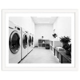 Minimalist Black and White Laundry Room Art, Washing Machine Photography thumbnail