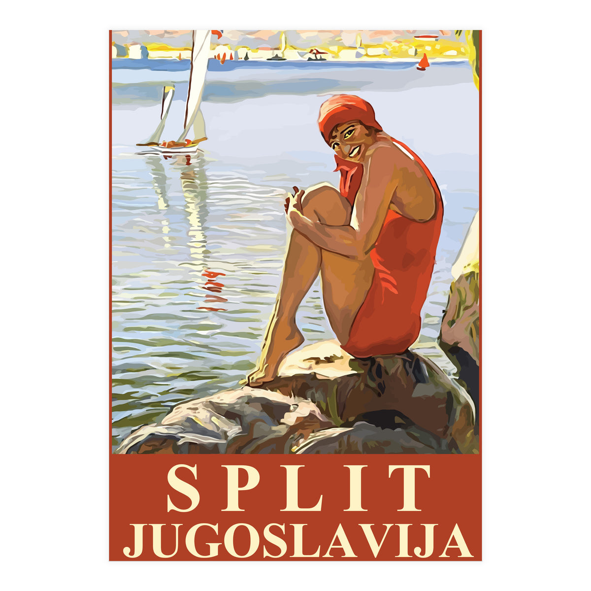 Split, Swimmer on a Rocky Coast (Print Only)