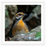 Colorful Bird Perched Among Rocks And Foliage thumbnail