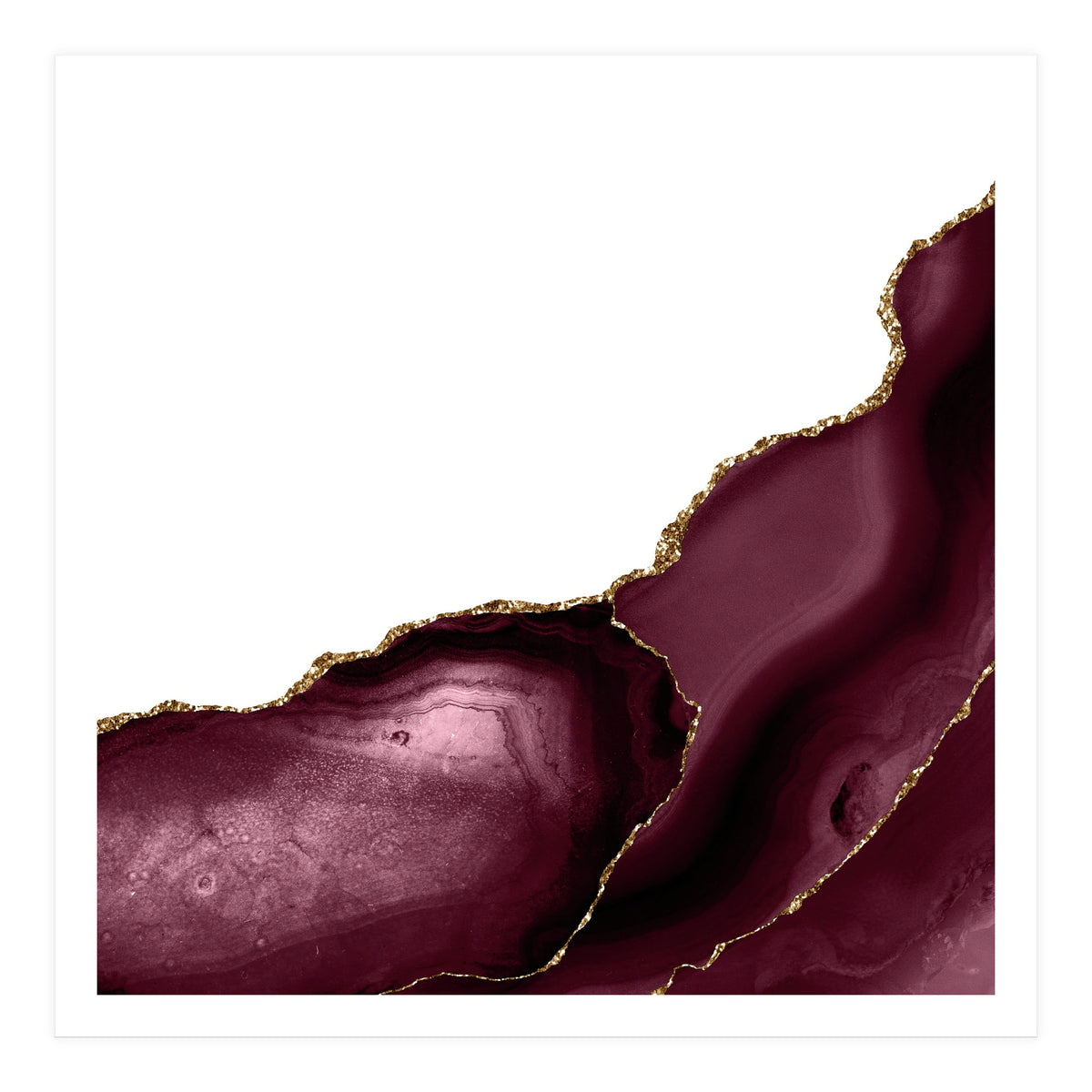 Burgundy & Gold Agate Texture 26  (Print Only)