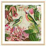 Exotic Lush Rainforest With Colorful Parrots And Flowers thumbnail