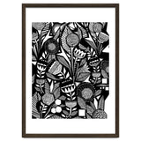 African Tribal, Black & White Abstract Drawing Sketch Line Art, Rustic Botanical Illustration, Bohemian Eclectic Scandinavian Vintage Bold thumbnail