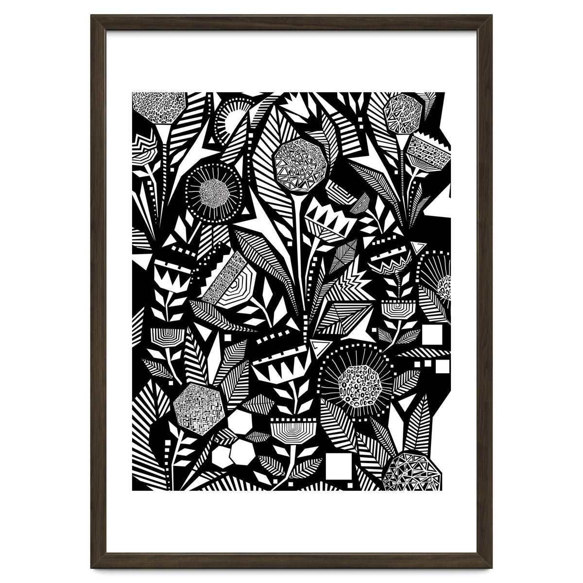 African Tribal, Black & White Abstract Drawing Sketch Line Art, Rustic Botanical Illustration, Bohemian Eclectic Scandinavian Vintage Bold