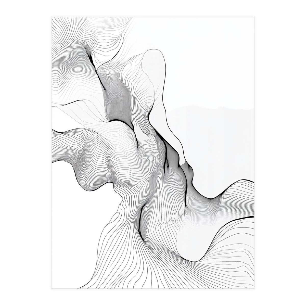 Abstract Black And White Flowing Lines (Print Only)