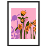 Golden Sunflowers Inside, Botanical Nature Floral Plants Painting, Blush Meadow Blossom Spring, Summer Bohemian Eclectic Positivity thumbnail