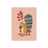 Squirrel In A Pink Autumn (Print Only)