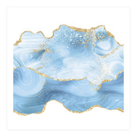 Blue & Gold Glitter Agate Texture 05 (Print Only)