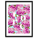 Love, Floral Typography Valentine's Graphic Design, Eclectic Modern Boho Botanical Rose Illustration thumbnail