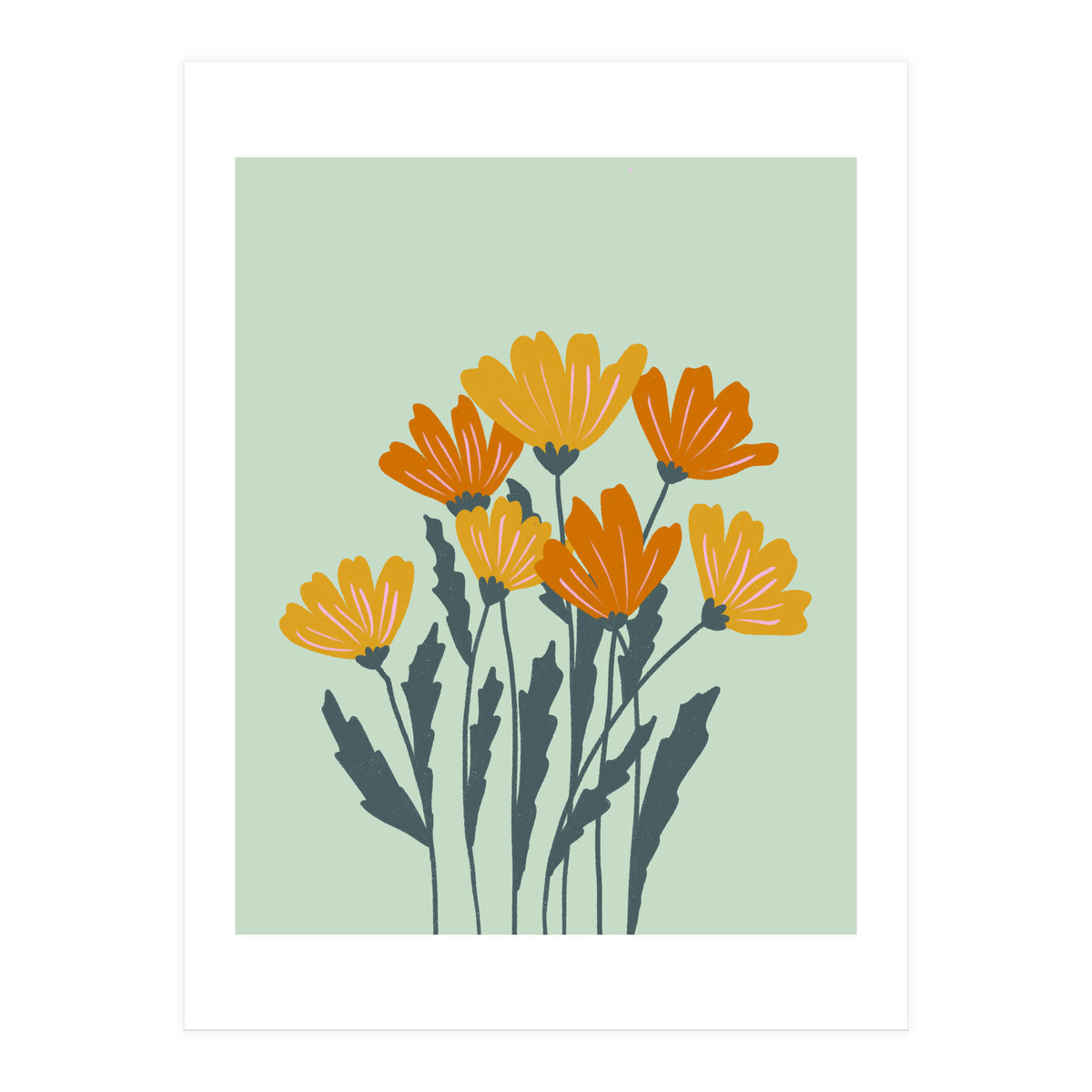 Orange and Yellow Flowers (Print Only)
