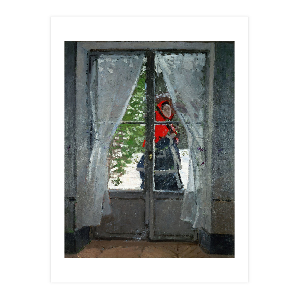 Mme. Monet with a red hat called &quot; The Red Kerchief&quot, ca. 1870. (Print Only)