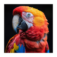 Scarlet Macaw Parrot Close Up Portrait Vivid Colors (Print Only)