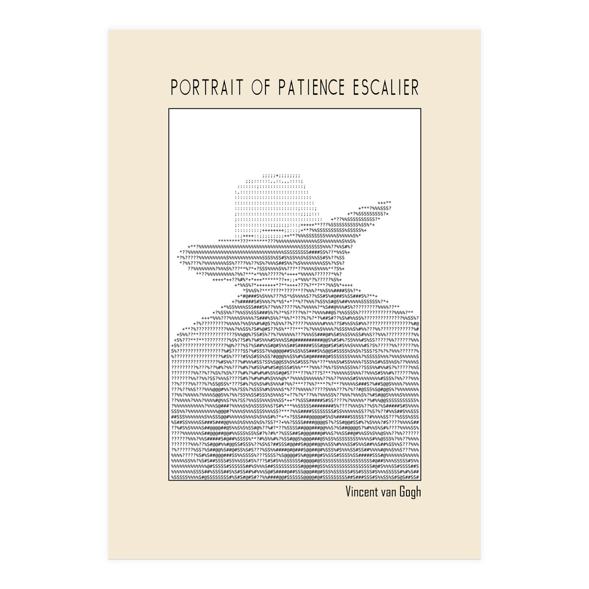 Portrait Of Patience Escalier Vincent Van Gogh Ascii Art (Print Only)