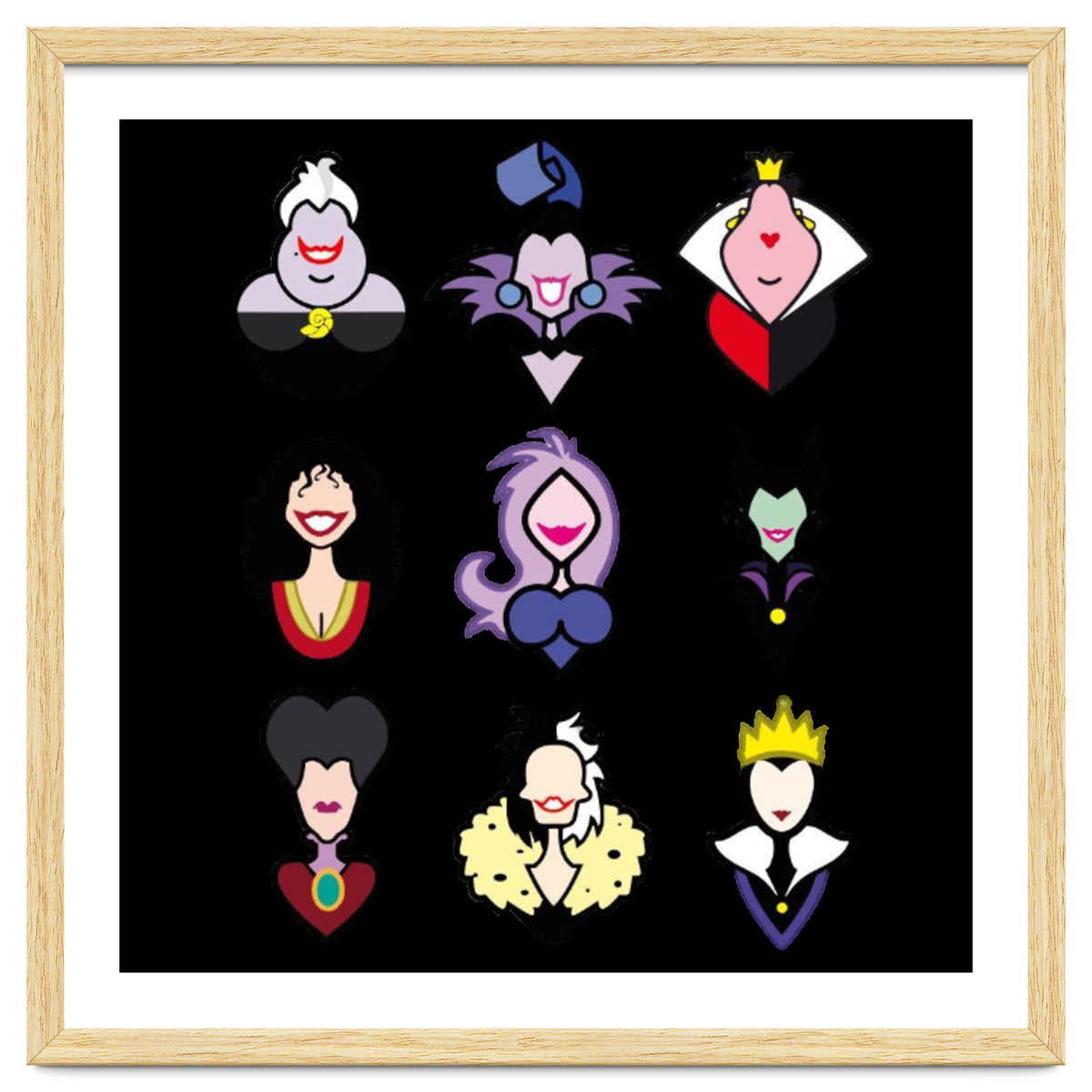 Disney Villains Cartoon Minimalist Faces
