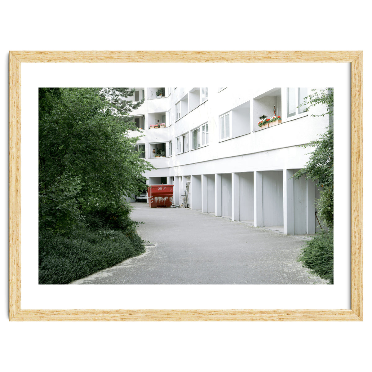 Red container in the residential site
