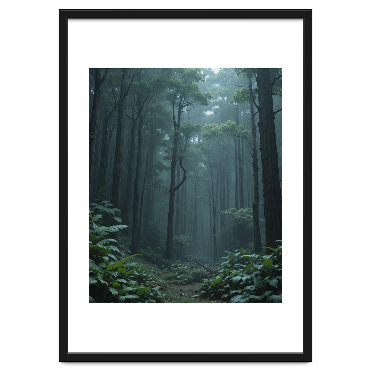 Ethereal Misty Forest in the Rain