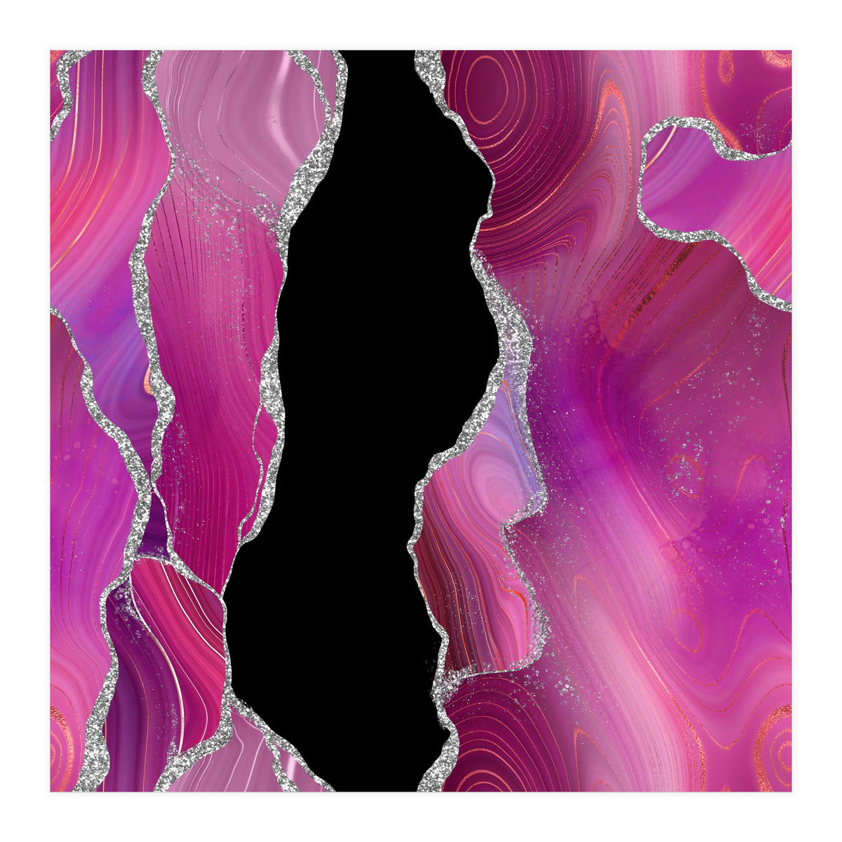 Magenta & Silver Agate Texture 01  (Print Only)