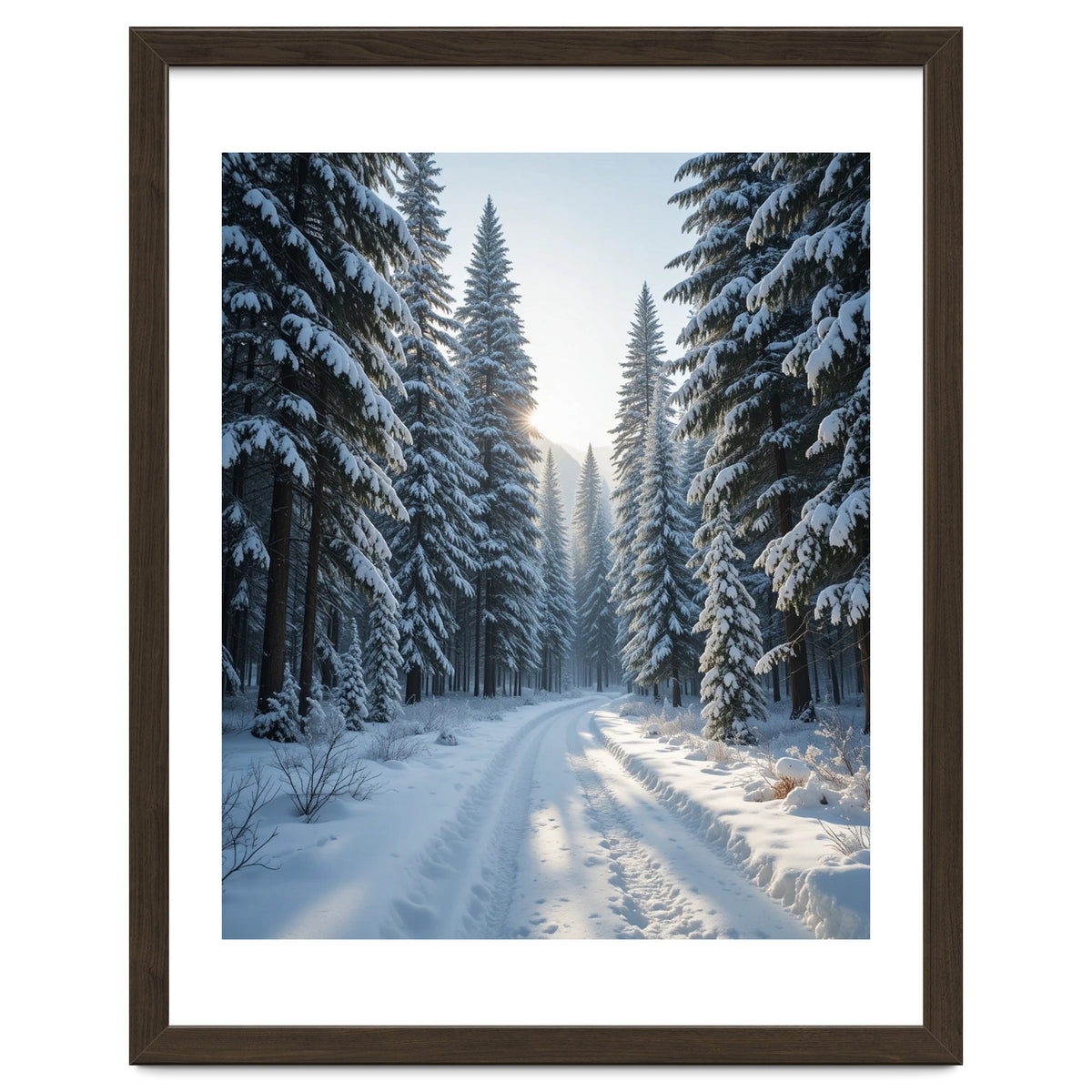 Serene Winter Wonderland Forest Road