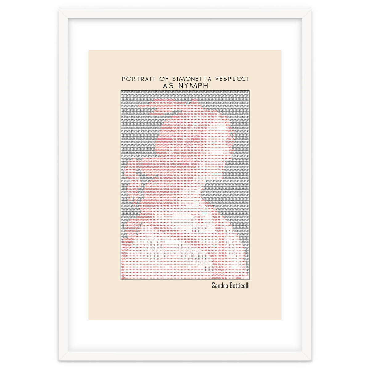 Portrait of Simonetta Vespucci as Nymph – Sandro Botticelli (ascii art)