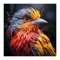 Vibrant Bird With Colorful Splatter Paint  (Print Only)