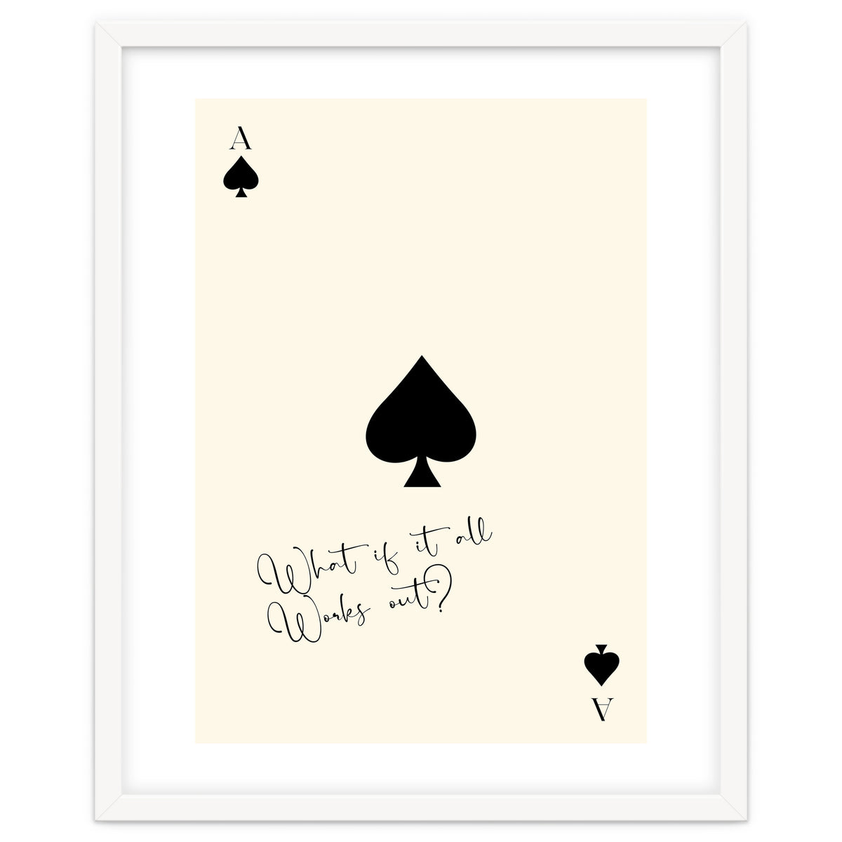 Ace of Spades Motivational Card Print, What If It All Works Out Poster