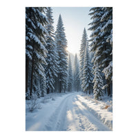 Serene Winter Wonderland Forest Road (Print Only)