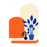 Bohemian Window Seat, Abstract Minimal Architecture, Eclectic Shapes Botanical House Plants (Print Only) thumbnail