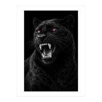 Black leopard with colorful eyes portrait (Print Only)